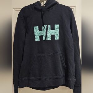 Helly Hansen Navy Hoodie with Mint Graphic HH Logo